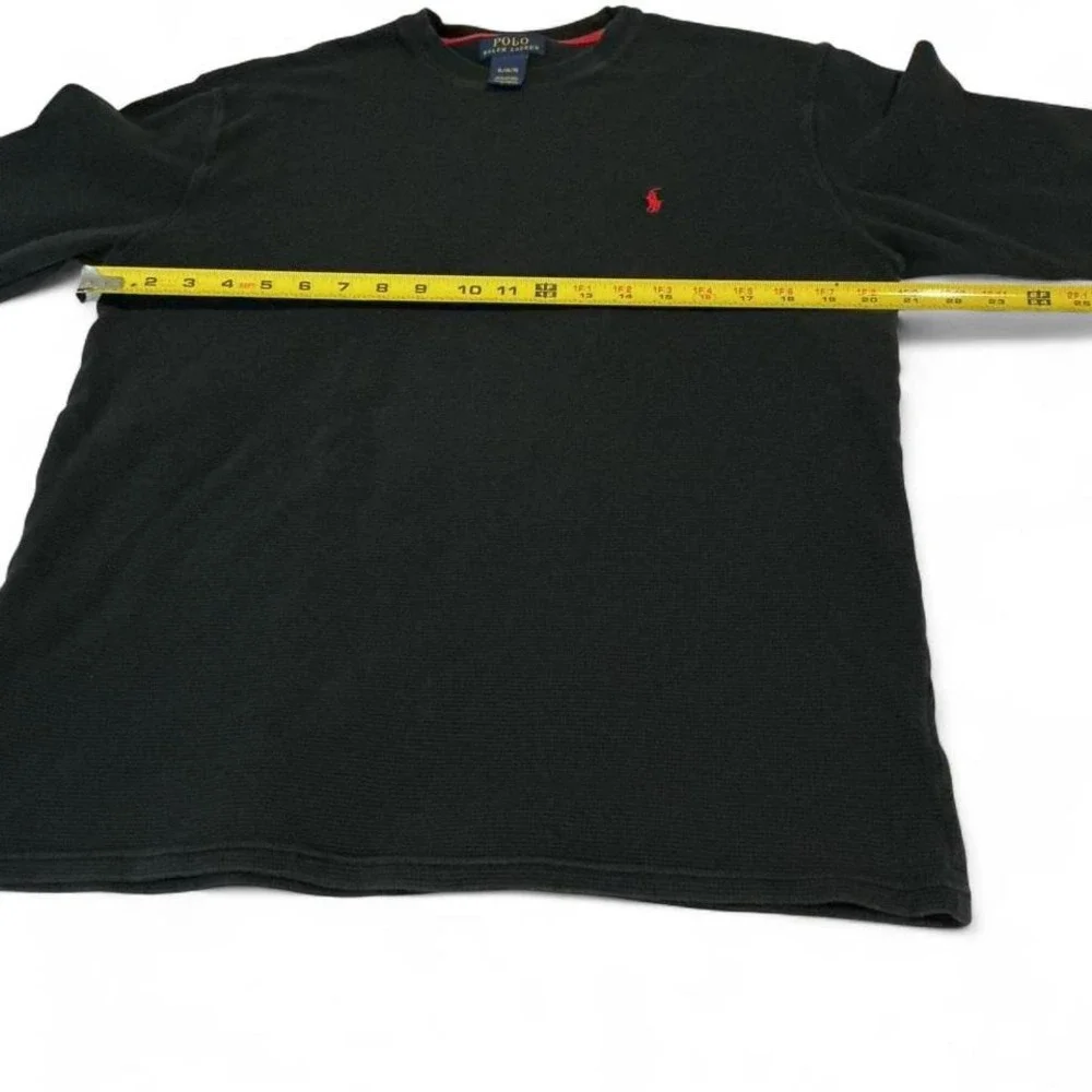 Polo Ralph Lauren Waffle Knit Long Sleeve Shirt Black Red‎ Pony Logo Men L